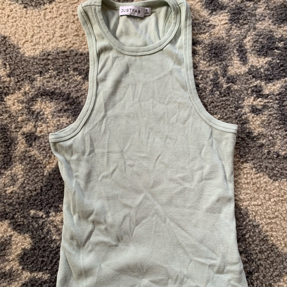 JustFab Mint Green Ribbed Tank Top